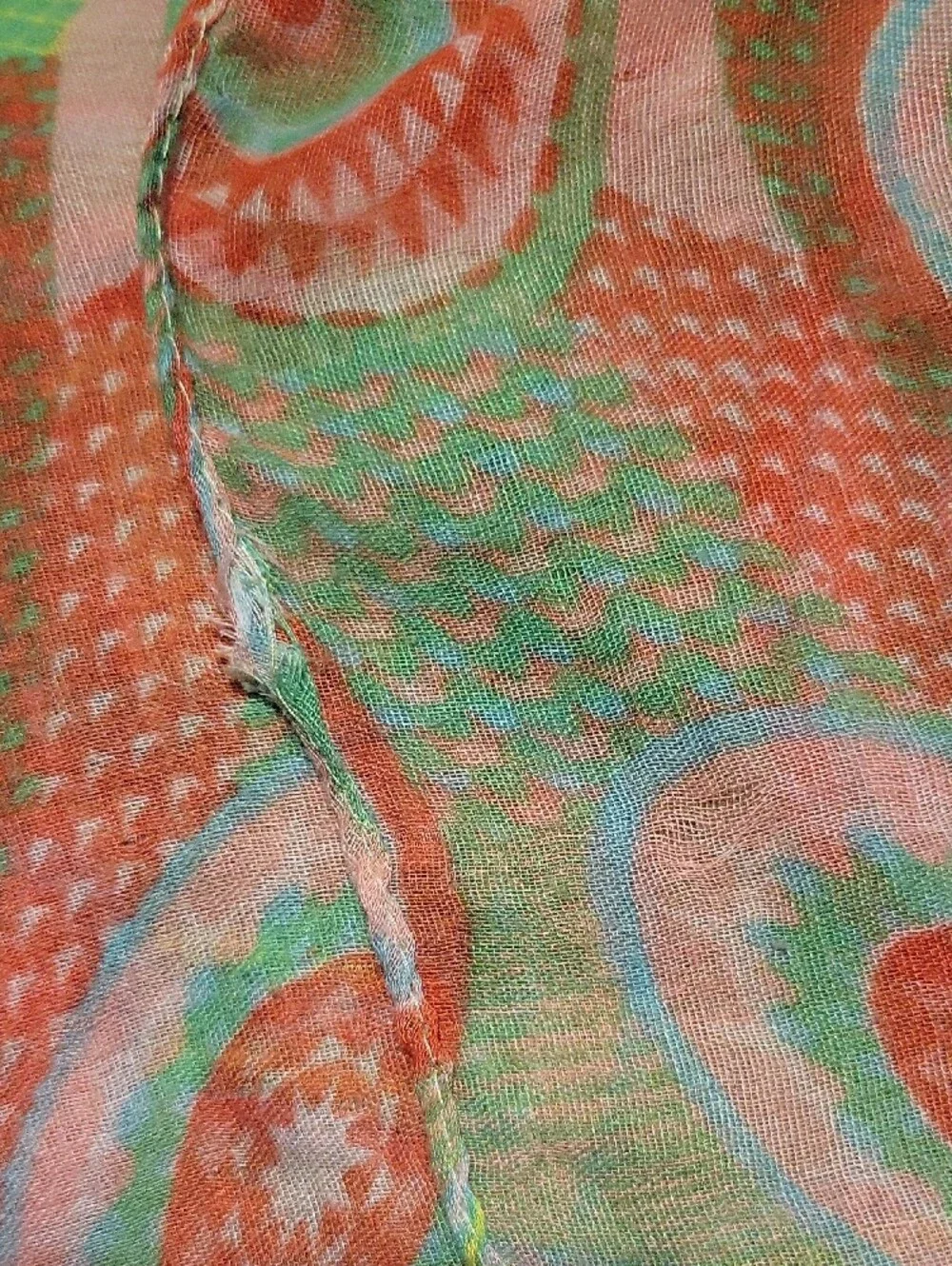 Lightweight Green and Pink Patterned Women's Scarf